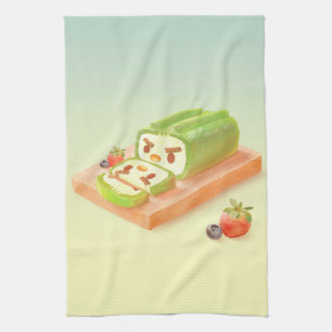 Matcha Cake Roll Illustratie Theedoek