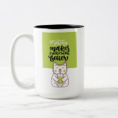 Matcha cat funny cup tweekleurige koffiemok (Links)