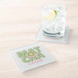 Matcha Club Groen & Roze Esthetische Cute Back Pri Glazen Onderzetter