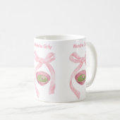 Matcha, Coquette Bow, Roze Bow, Matcha Girly, Mat Koffiemok (Voorkant rechts)