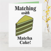 Matcha Green Cake Eten Grappig Kaart (Gele Bloem)