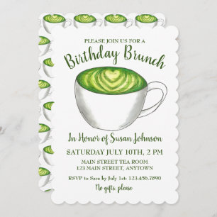 Matcha Green Tea Latte Party Birthday Brunch Kaart