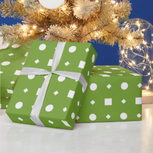 Matcha Groen en Wit Stippen en Vierkant Cadeaupapier