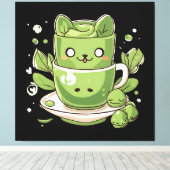 matcha groene thee canvas afdruk (Insitu (Houten vloer))
