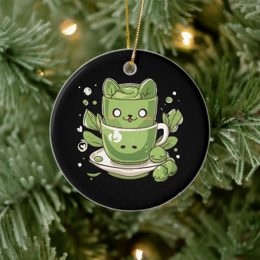 Matcha groene thee keramisch ornament (Boom)