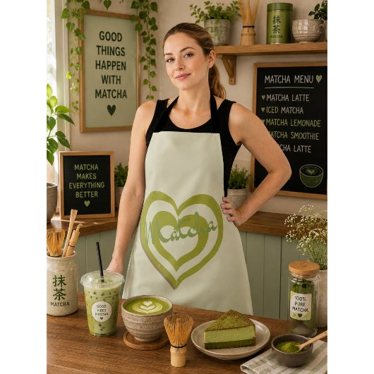 Matcha Groene Thee, retro y2k hart Schort
