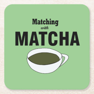 Matcha Groene Thee Vierkante Kartonnen Onderzetter