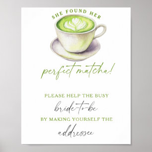 Matcha Huwelijk Help de bezige bruid Adres Poster