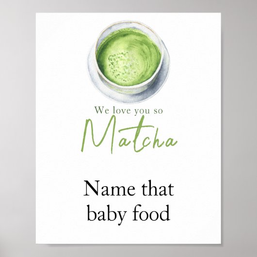 Matcha Latte Baby shower - Raad de babyvoeding Poster (Voorkant)