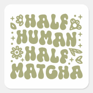Matcha latte grappige citaten preppy esthetiek vierkante sticker