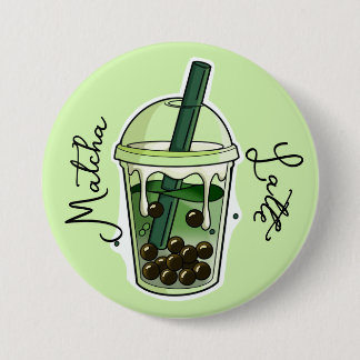 Matcha latte knop ronde button 7,6 cm