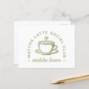 Matcha latte liefhebbers meisje club groen estheti briefkaart