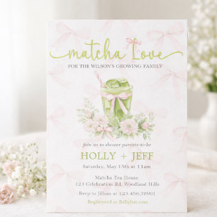 Matcha Love Baby Shower Uitnodiging Groene Thee