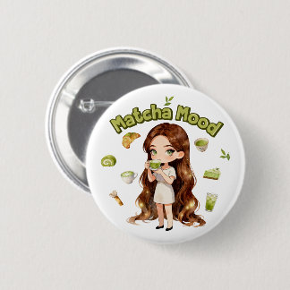 Matcha Mood Aesthetic Design Cute Green Tea Vibes Ronde Button 5,7 Cm