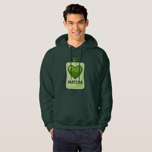 Matcha Serumzak met Hartontwerp Hoodie (Voorkant volledig)