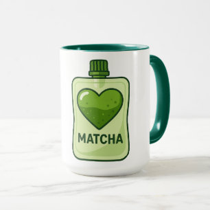 Matcha Serumzak met Hartontwerp Mok