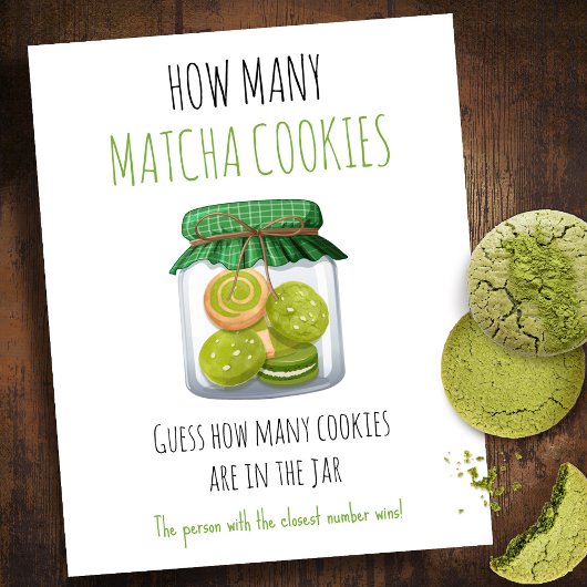 Matcha Theme Party Game How Many Cookies Sign Poster
