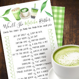 Matcha Themed Shower Bridal Shower Game Card Flyer