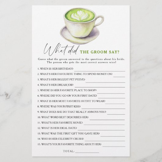 Matcha vrijgezellenfeest Wat zei de bruidegom (Voorkant)