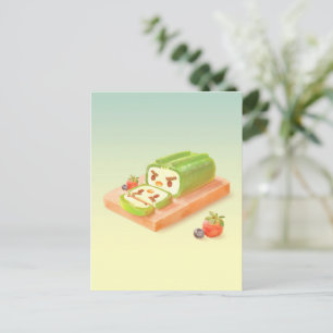 Matcha Zwitserse Rol: Iron T Groene Theecake Kunst Aankondigingskaart