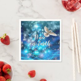 Matching Blue Dove Peace-kerstcocktail Servet