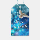 Matching Blue Dove Peace Kerstmis Cadeaulabel (Voorkant)