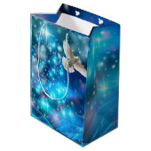 Matching Blue Dove Peace Kerstmis Medium Cadeauzakje (Achterkant Gekanteld)