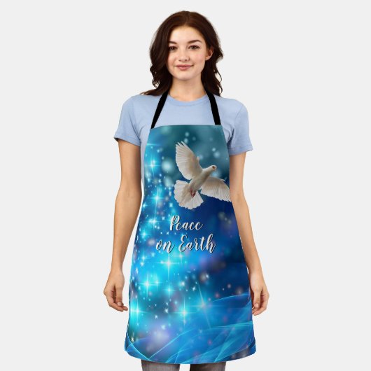 Matching Blue Dove Peace Kerstmis Schort (Gedragen)