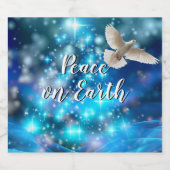 Matching Blue Dove Peace Kerstmis Sparkling Wijnetiket (Enkel label)
