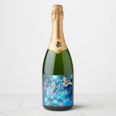 Matching Blue Dove Peace Kerstmis Sparkling Wijnetiket (Voorkant)