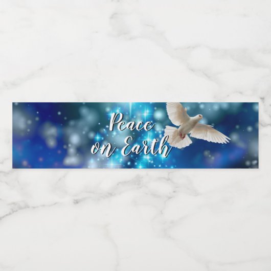 Matching Blue Dove Peace Kerstmis Waterfles Etiket (Enkel label)