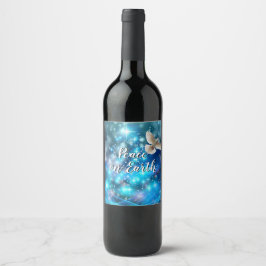 Matching Blue Dove Peace Kerstmis Wijn Etiket
