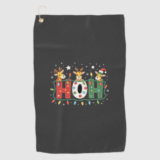 Matching Christmas Santa Hat Ho Ho Ho Giraffe Anim Golfhanddoek