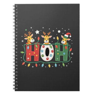 Matching Christmas Santa Hat Ho Ho Ho Giraffe Anim Notitieboek