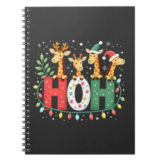 Matching Christmas Santa Hat Ho Ho Ho Giraffe Anim Notitieboek