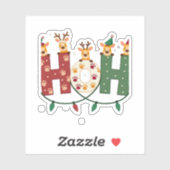Matching Christmas Santa Hat Ho Ho Ho Giraffe Anim Sticker (Vel)