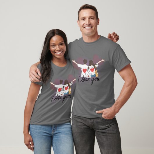 Matching Couple T-Shirts – I Love You Design (Unisexe)