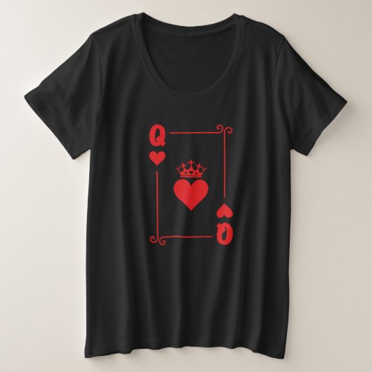 Matching Couples Halloween Costume Queen of Hearts Grote Maat T-shirt (Design voorkant)