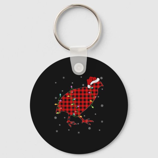Matching Family Buffalo Plaid Quail Bird Christmas Sleutelhanger (Voorkant)