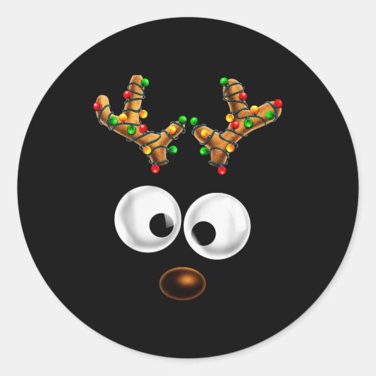 Matching Family Christmas Reindeer Face Christmas Ronde Sticker (Voorkant)