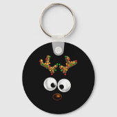 Matching Family Christmas Reindeer Face Christmas Sleutelhanger (Voorkant)