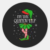 Matching Family Group I'm The Queen Elf Christmas Ronde Sticker (Voorkant)