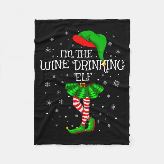 Matching Family Group I'm The Wine Drinking Elf Ch Fleece Deken (Voorkant)