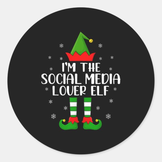 Matching Family I'm The Social Media Lover Elf Chr Ronde Sticker (Voorkant)
