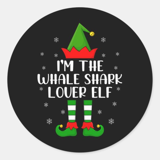 Matching Family I'm The Whale Shark Lover Elf Chri Ronde Sticker (Voorkant)