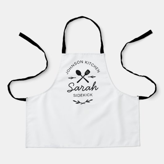 Matching Family Kitchen Aprons with Custom Names a Schort (Voorkant)
