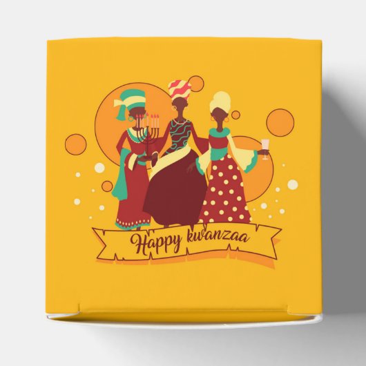 Matching Happy Kwanzaa 3 Dames geel Bedankdoosjes (Bovenkant)
