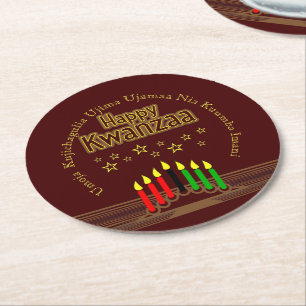 Matching Happy Kwanzaa Seven Principles Ronde Kartonnen Onderzetter