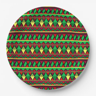 Matching Kwanzaa Yellow Red Black Green 9" Papieren Bordje