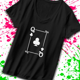 Matching Queen Clubs Suit Plays Cards Modern T-shirt